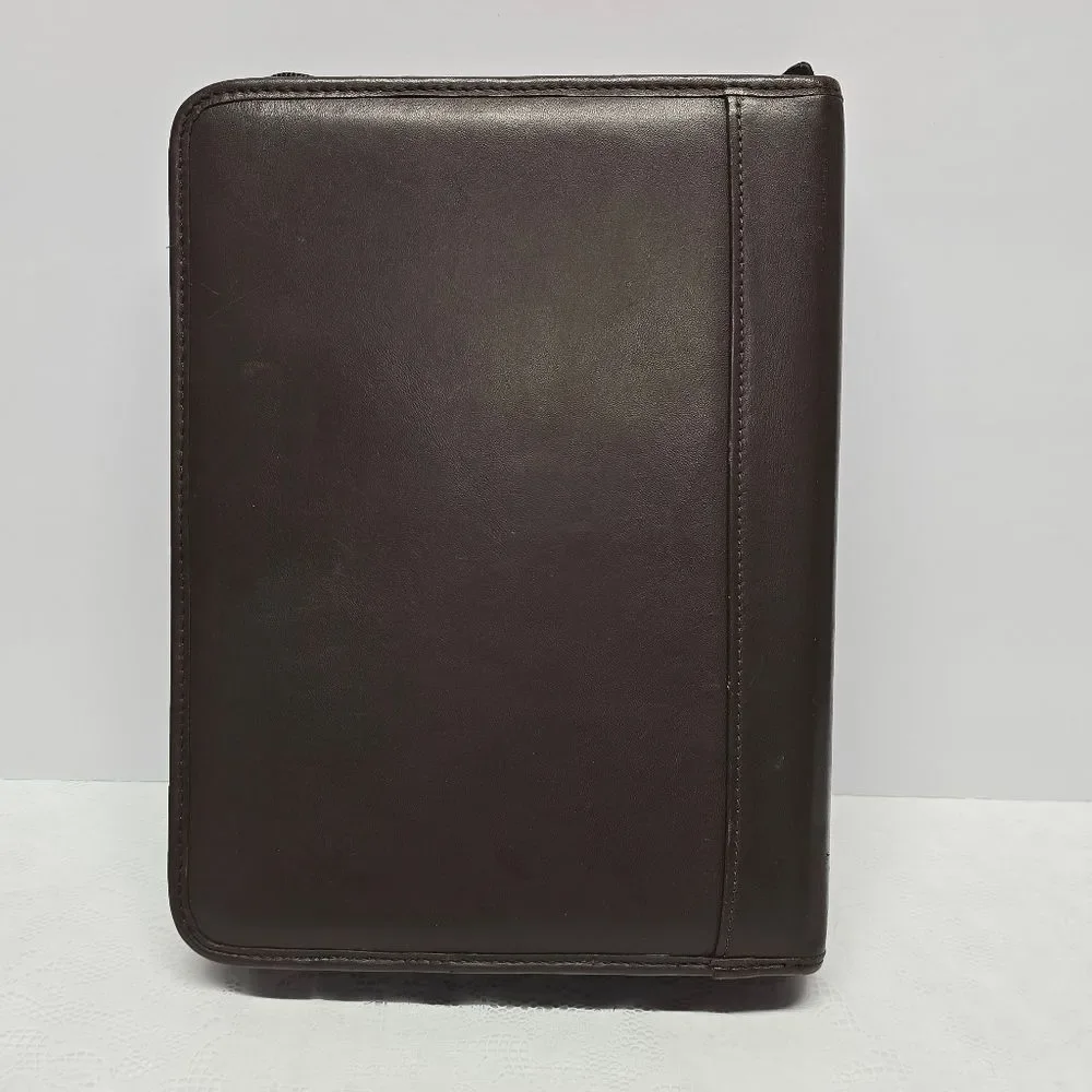 Franklin Covey Brown Genuine Leather Planner 7 Ring Binder